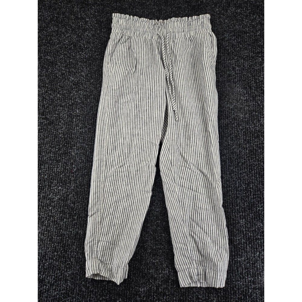 A New Day‎ Womens XS Striped Linen Blend Paperbag Waist Drawstring Pants